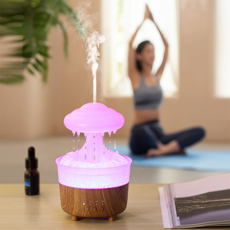 Zen Cloud Raindrop Humidifier & Essential Oil Diffuser with 7-Color LED Night Light