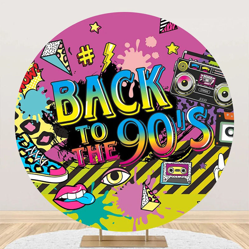 Back To The 90s Funny Disco Musical Party Backdrop - Aperturee