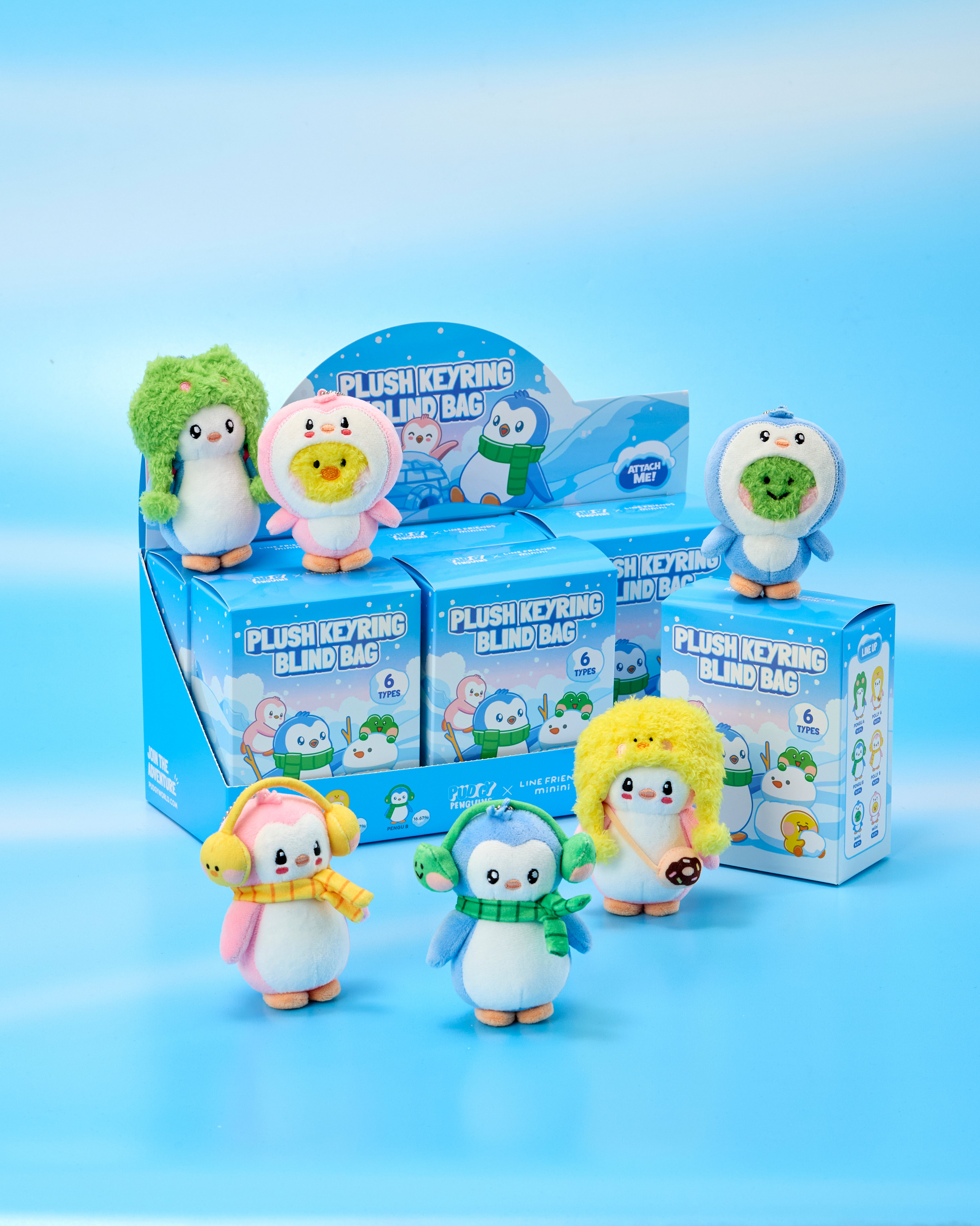 LINE FRIENDS minini x Pudgy Penguins Plush Keyring Blind Boxes