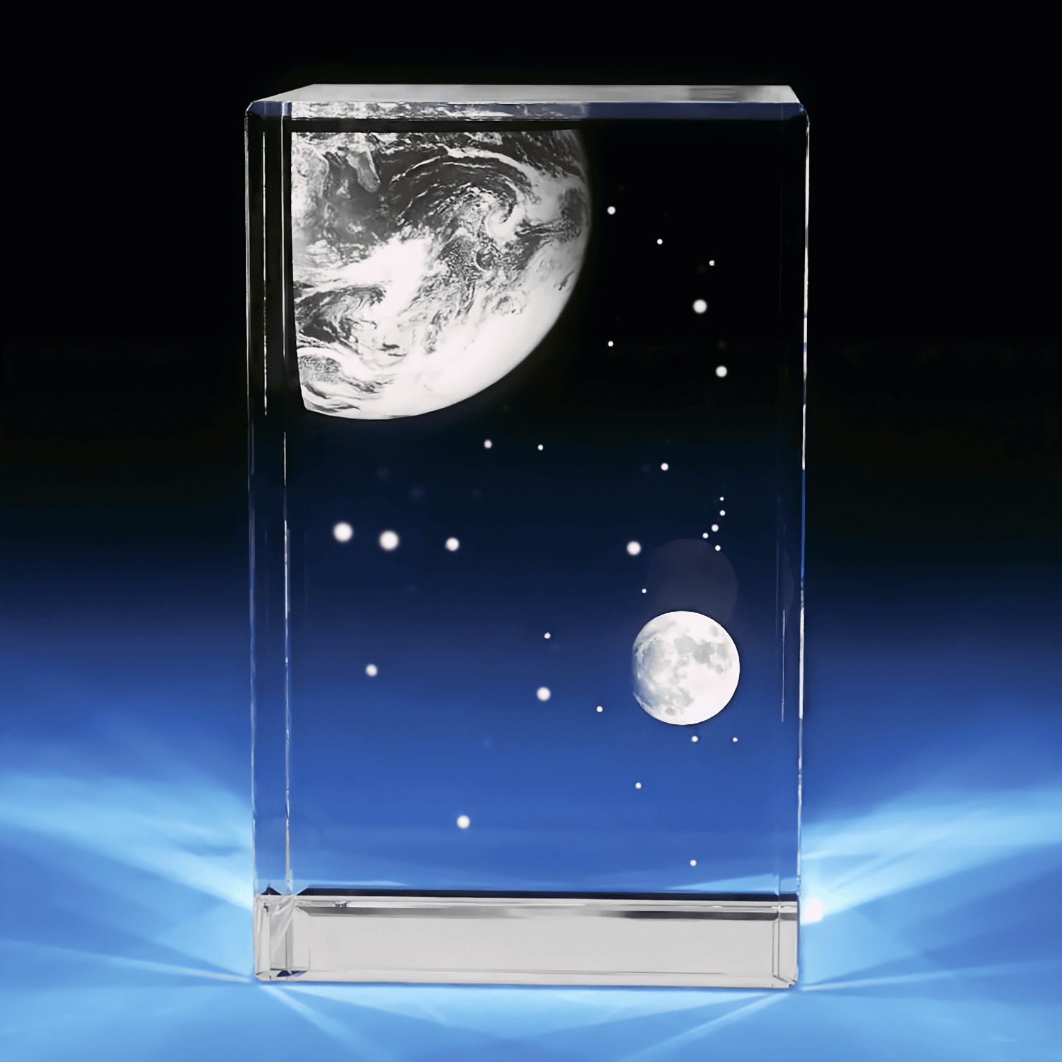 3D Memory Crystal™ - Tabletop - Rectangle - Globe-Small