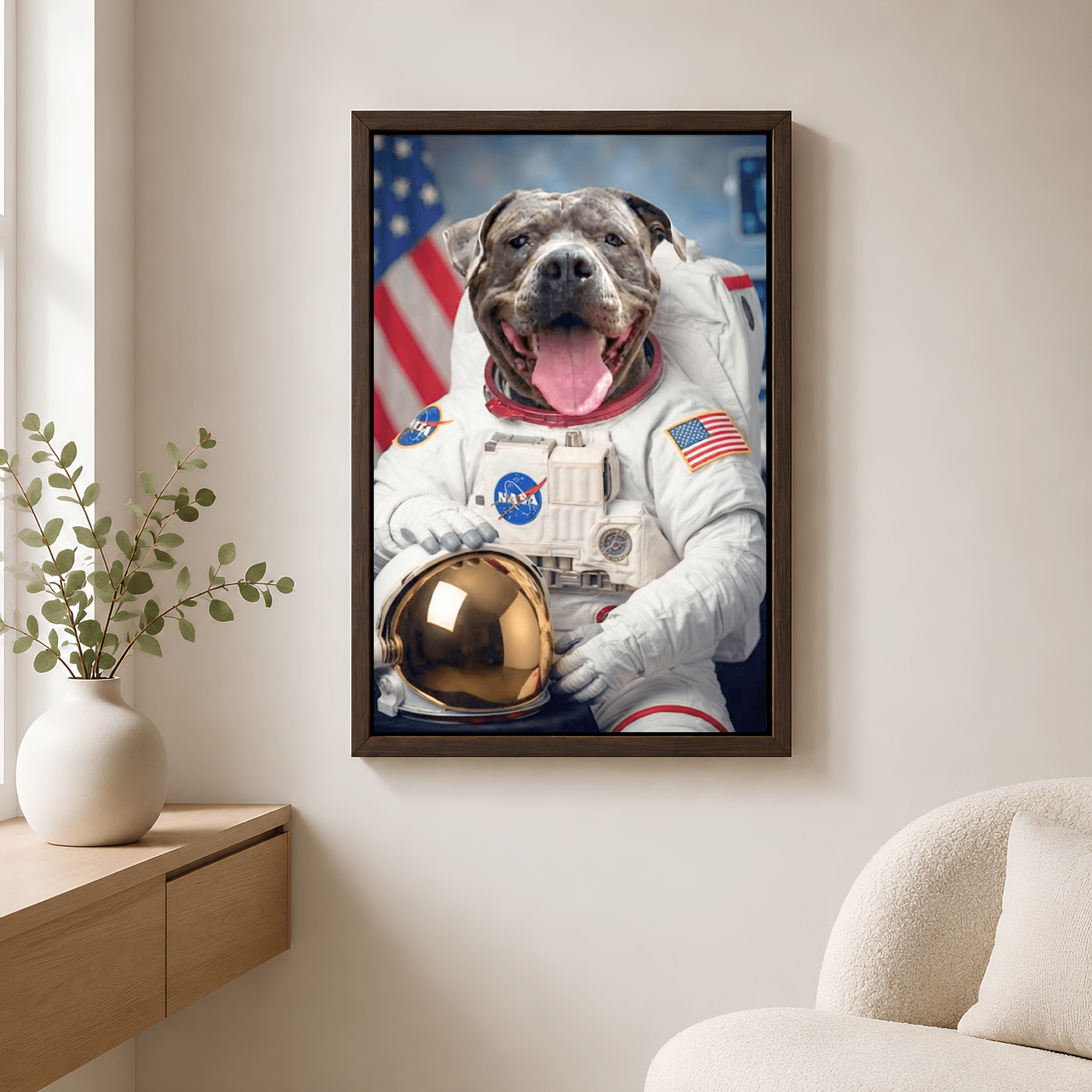 Custom Astronaut Pet Portrait Canvas from Photo | Space Dog & Cat Wall Art